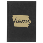 Large black/gold leatherette journal laser etched with 'Iowa Home' design