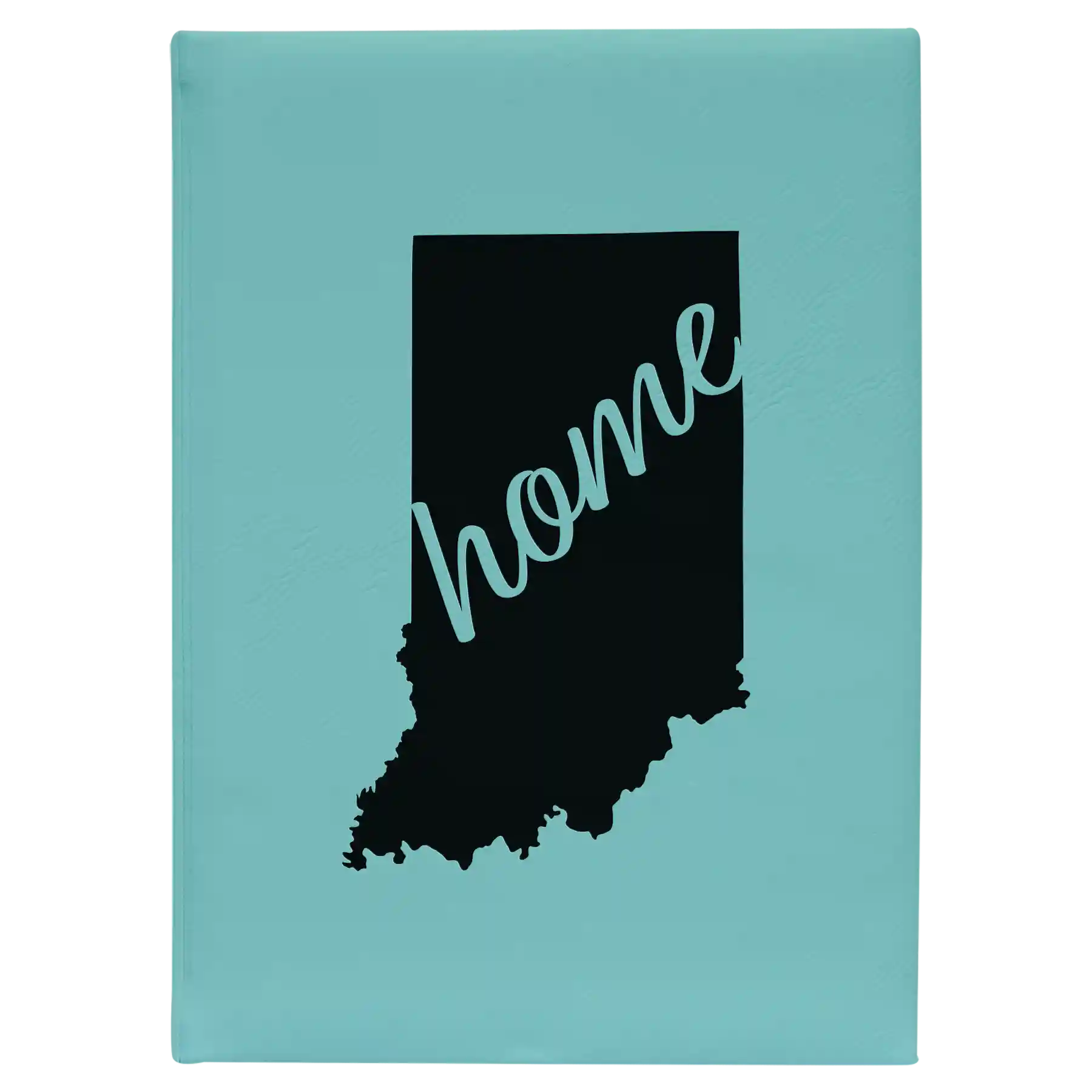 Large teal leatherette journal laser etched with 'Indiana Home' design