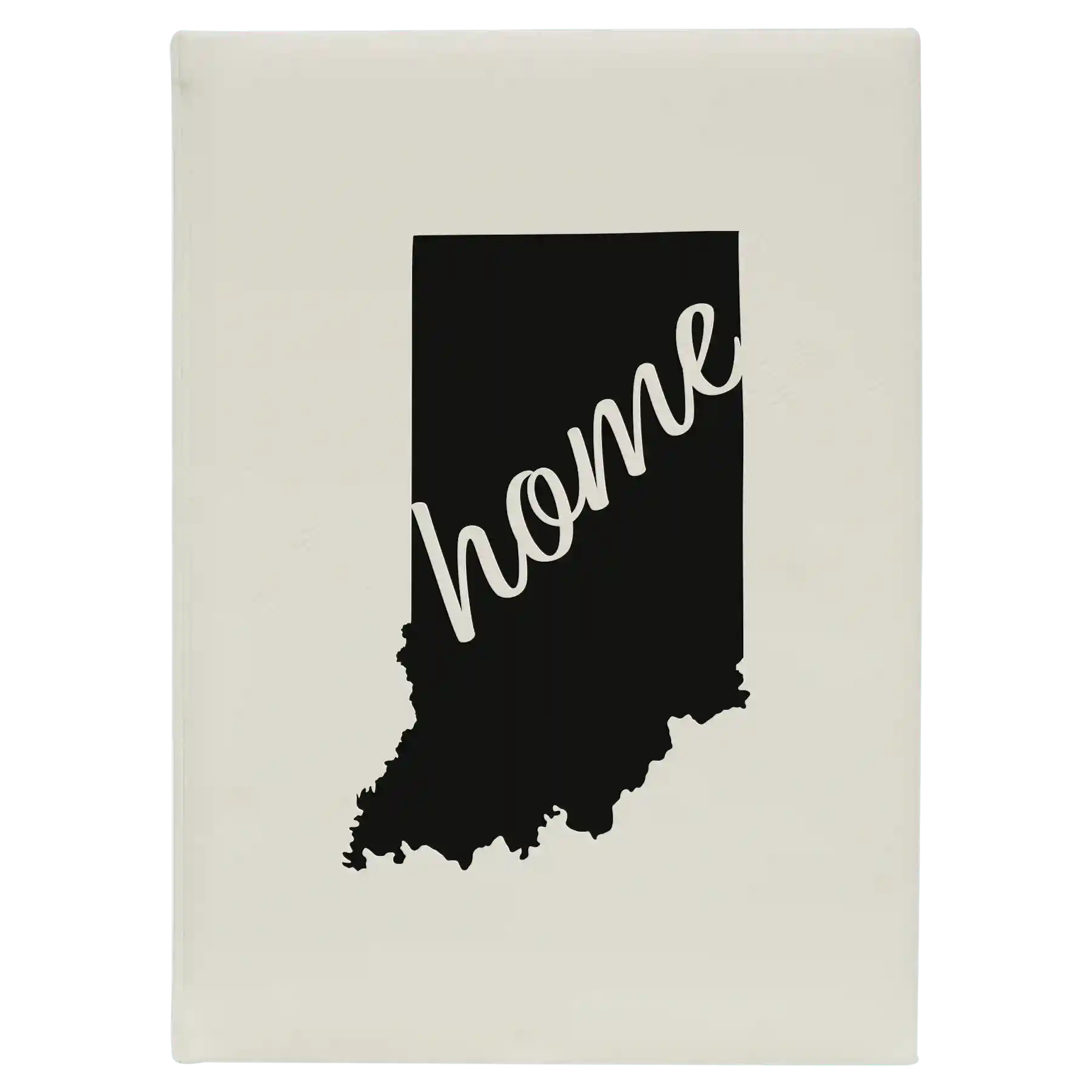 Large white leatherette sketch book laser etched with 'Indiana Home' design