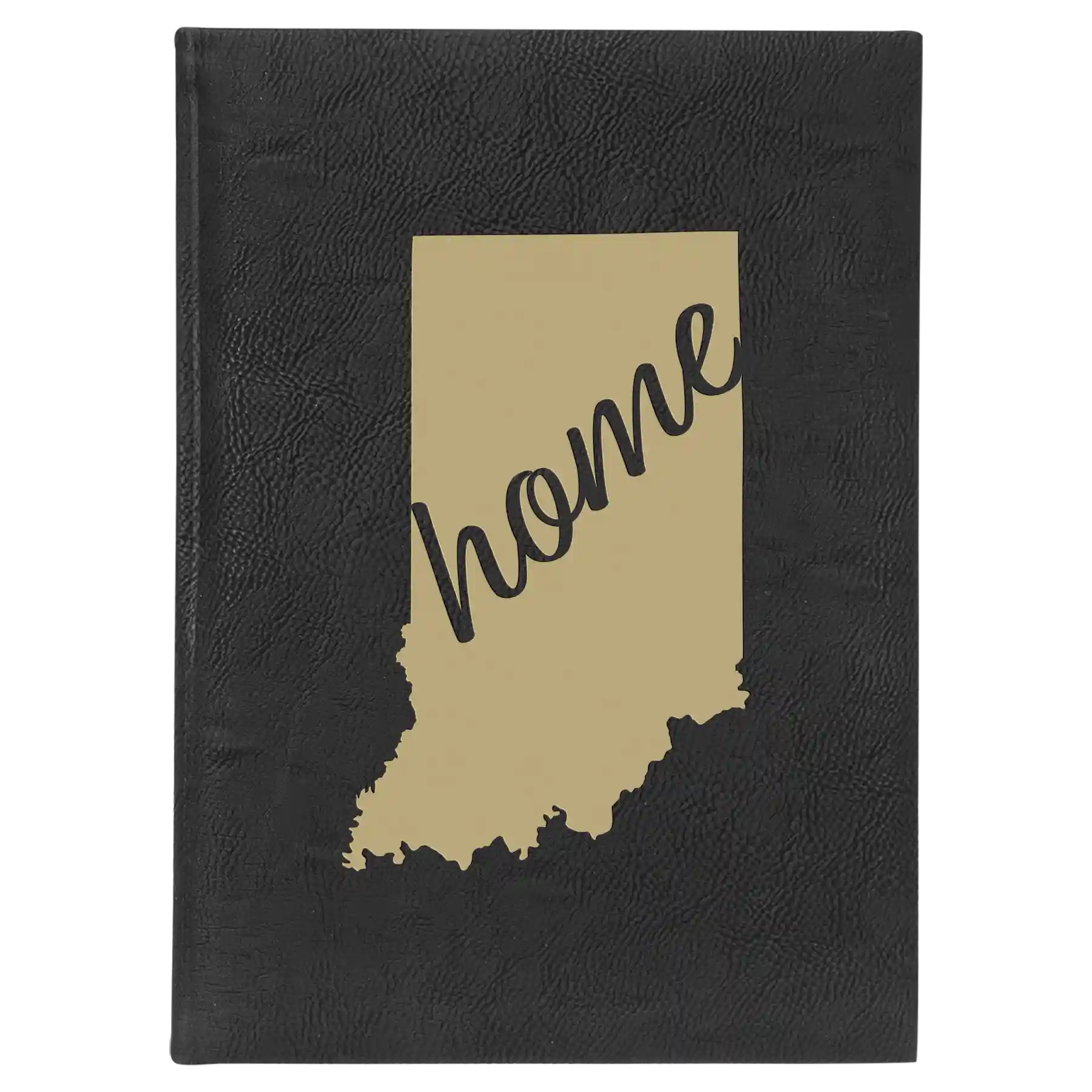 Large black/gold leatherette journal laser etched with 'Indiana Home' design