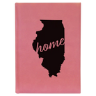 Large pink leatherette journal laser etched with 'Illinois Home' design