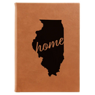 Large rawhide leatherette sketch book laser etched with 'Illinois Home' design