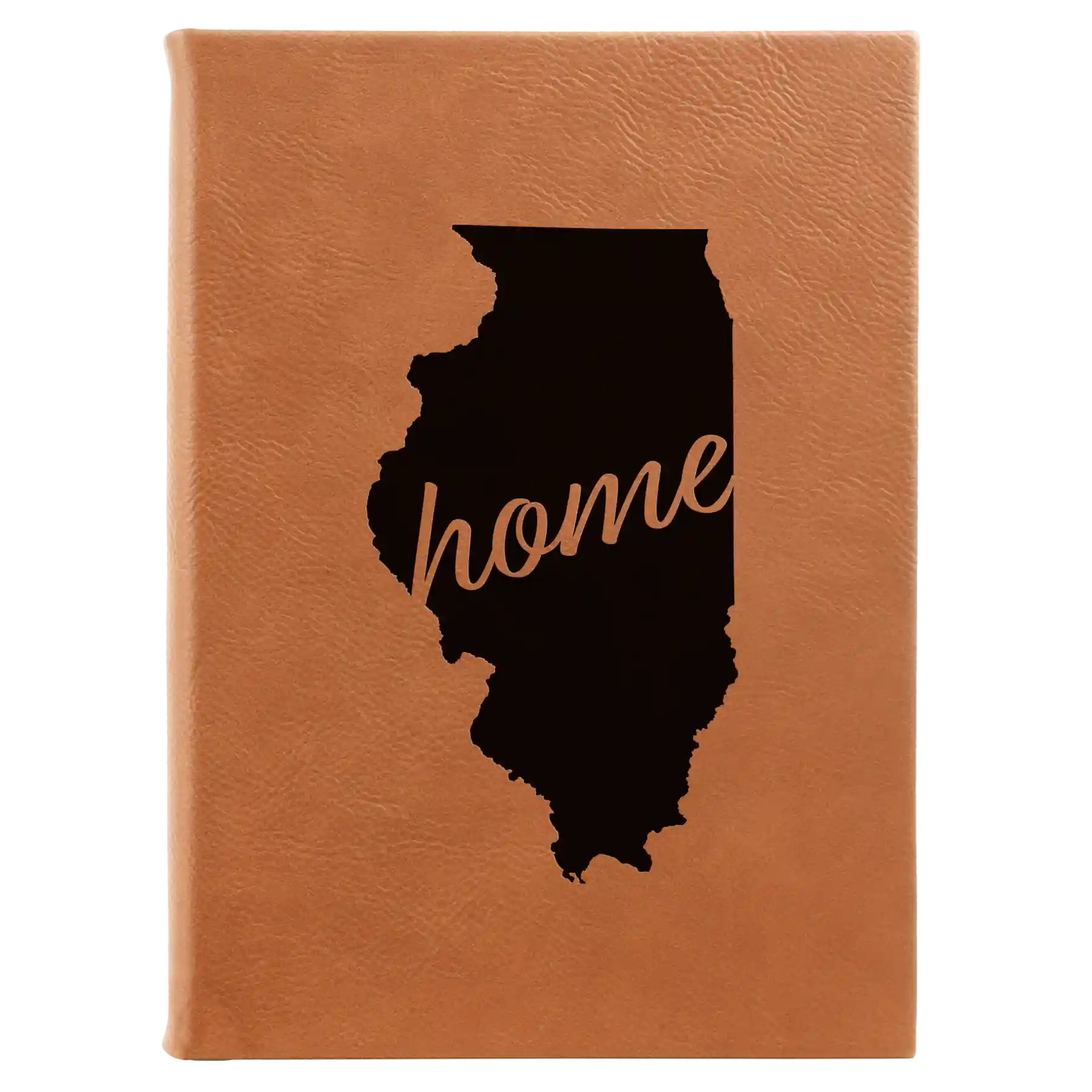 Large rawhide leatherette sketch book laser etched with 'Illinois Home' design