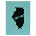 Large teal leatherette sketch book laser etched with 'Illinois Home' design