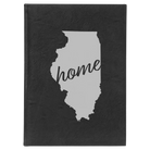 Large black/silver leatherette journal laser etched with 'Illinois Home' design