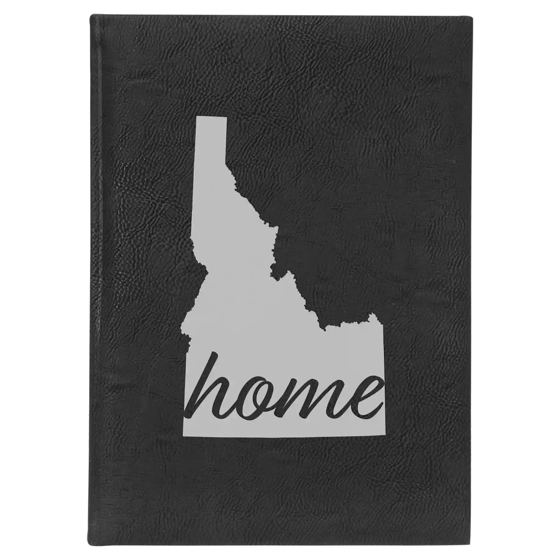 Large black/silver leatherette journal laser etched with 'Idaho Home' design