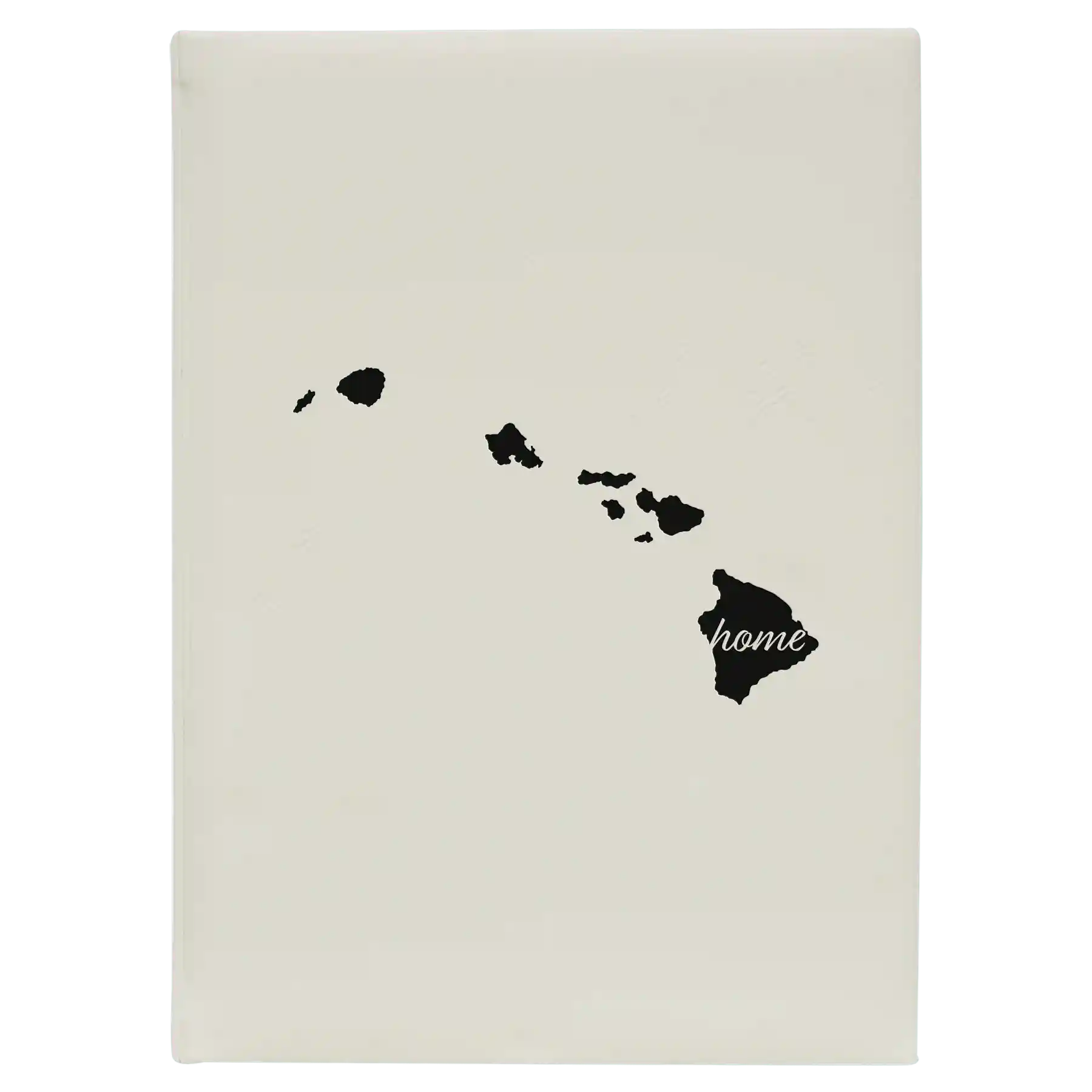Large white leatherette sketch book laser etched with 'Hawaii Home' design