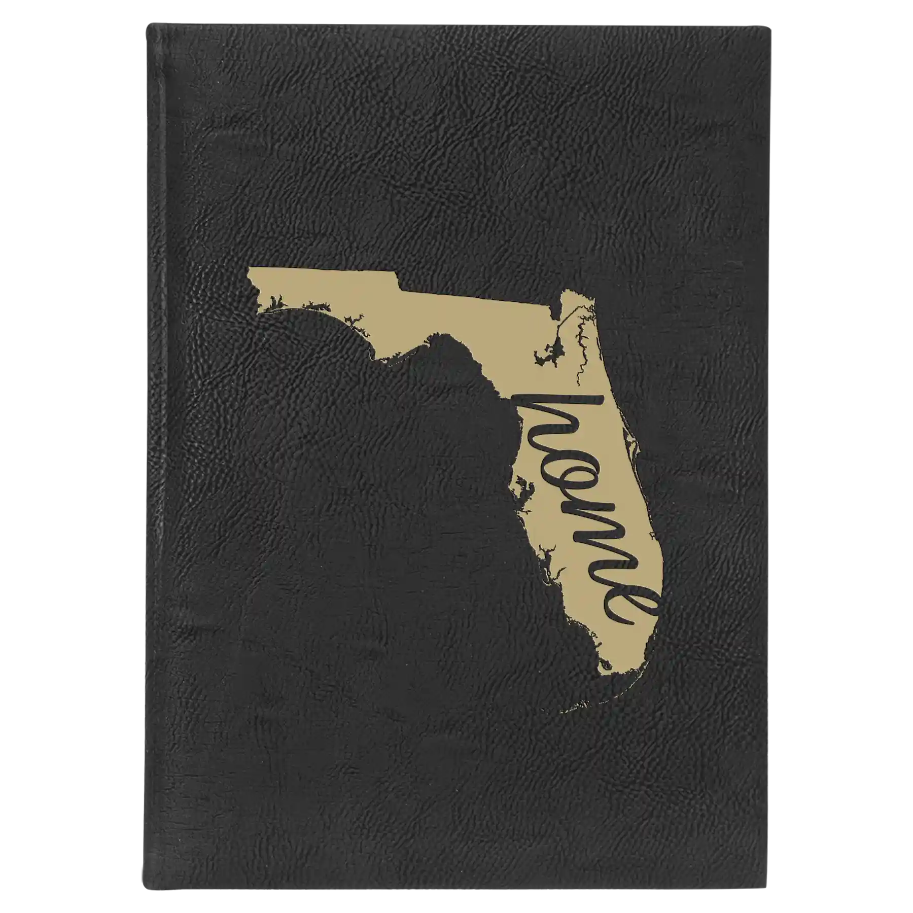 Large black/gold leatherette sketch book laser etched with 'Florida Home' design