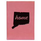 Large pink leatherette journal laser etched with 'Connecticut Home' design