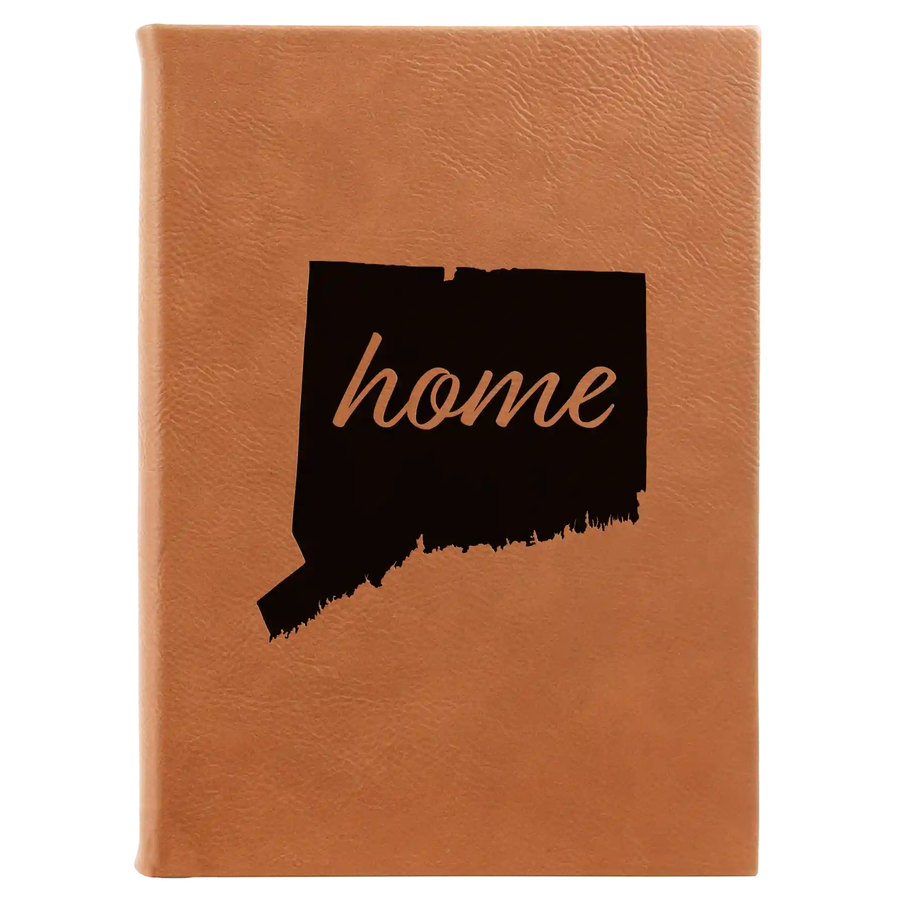 Large rawhide leatherette journal laser etched with 'Connecticut Home' design