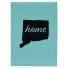 Large teal leatherette journal laser etched with 'Connecticut Home' design