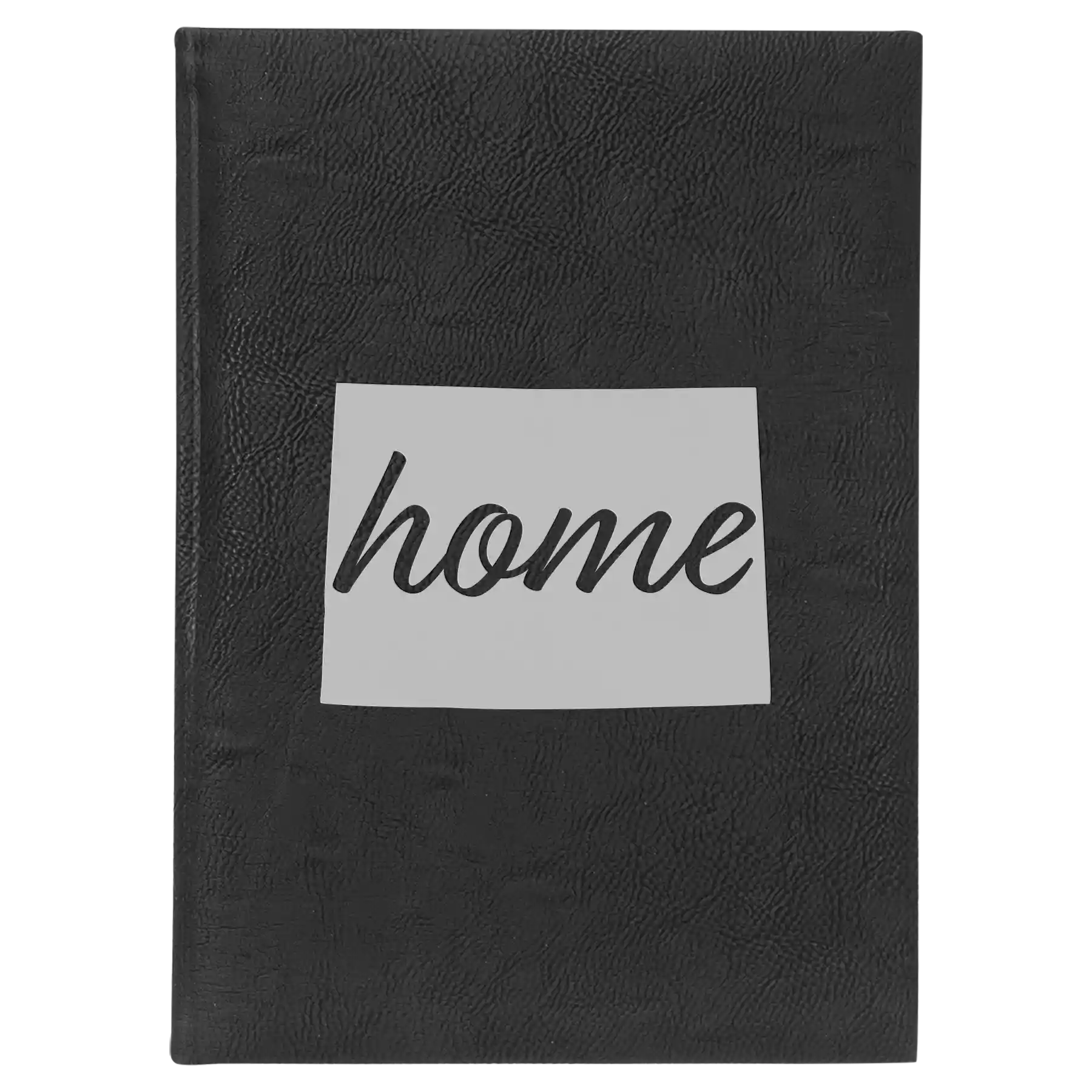 Large black/silver leatherette sketch book laser etched with 'Colorado Home' design