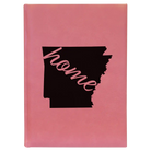 Large pink leatherette sketch book laser etched with 'Arkansas Home' design
