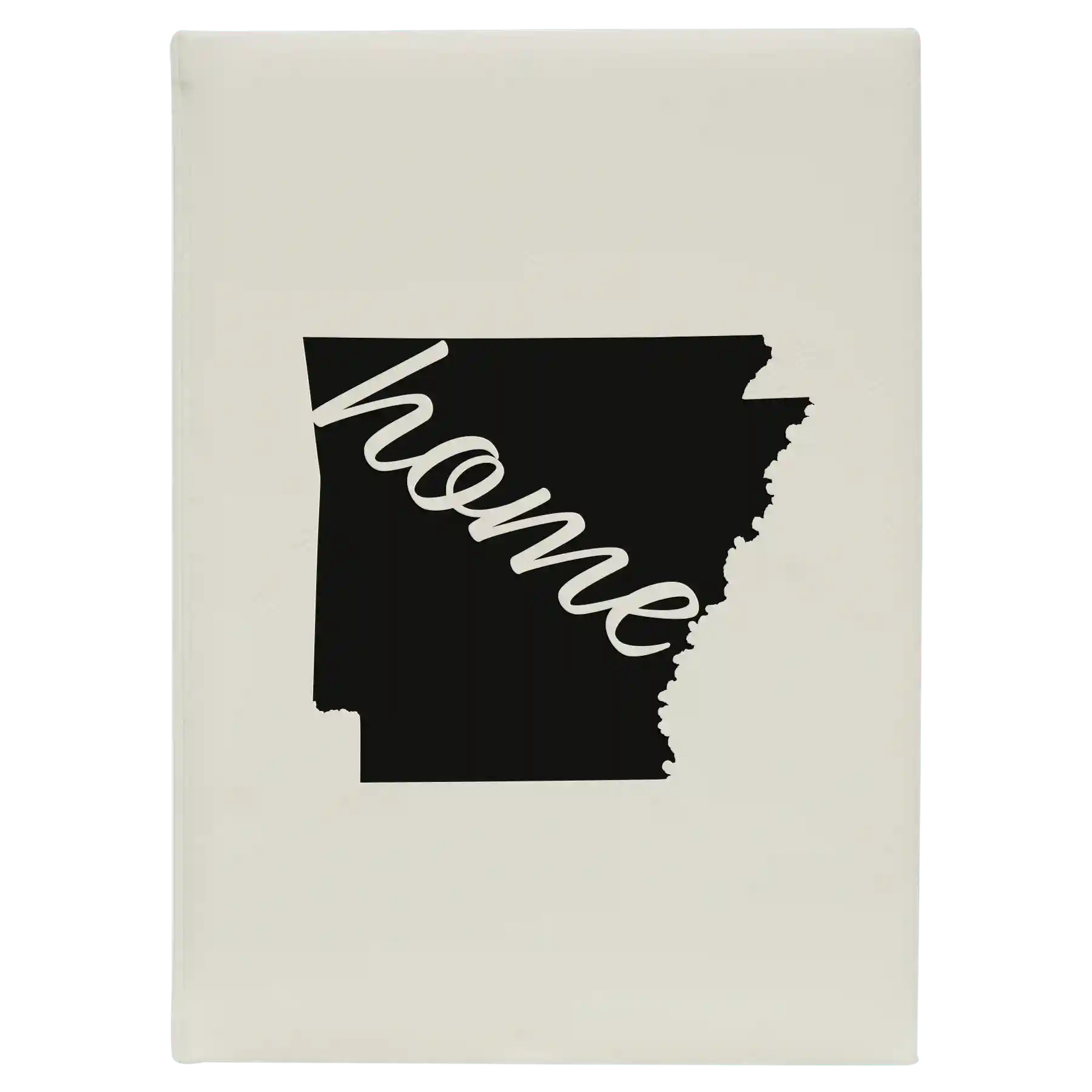 Large white leatherette journal laser etched with 'Arkansas Home' design