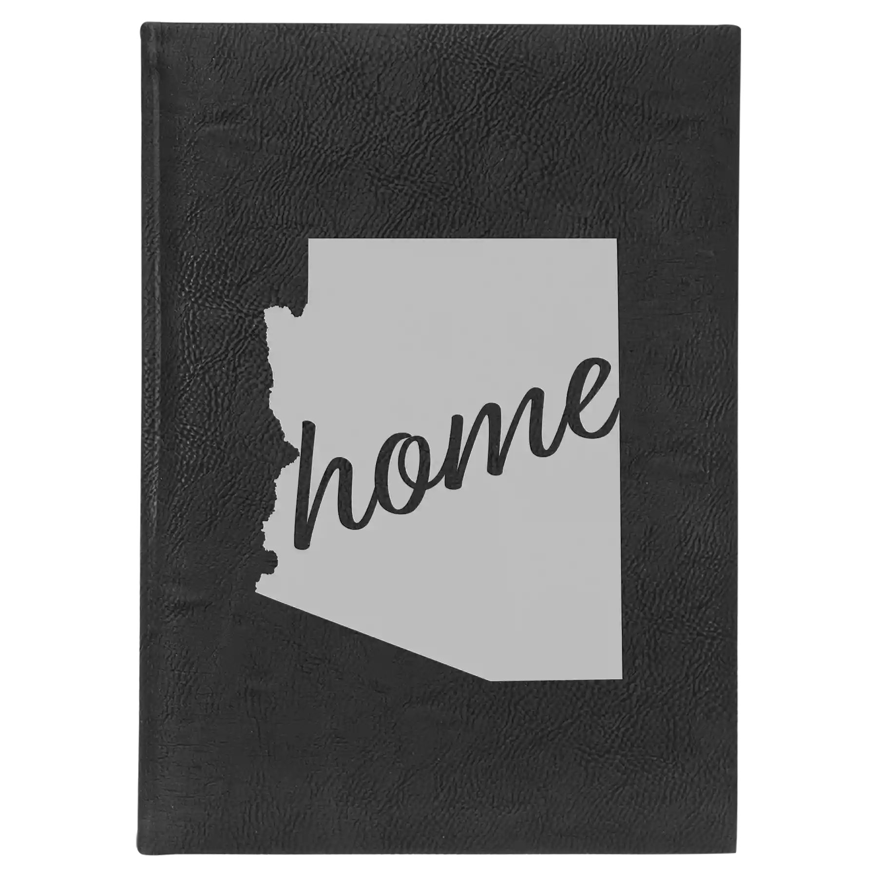 Large black/silver leatherette journal laser etched with 'Arizona Home' design