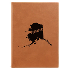 Large rawhide leatherette sketch book laser etched with 'Alaska Home' design