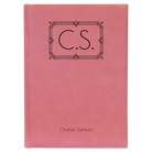 Large pink leatherette journal laser etched with 'Art Deco Initials' design