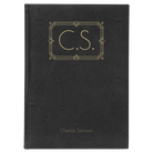 Large black/gold leatherette sketch book laser etched with 'Art Deco Initials' design