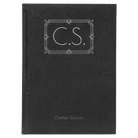 Large black/silver leatherette journal laser etched with 'Art Deco Initials' design