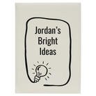 Large white leatherette journal laser etched with 'Bright Ideas Journal' design