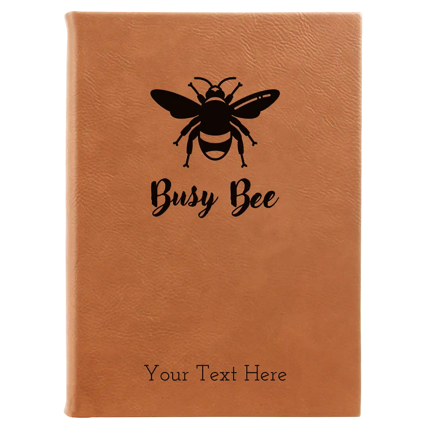 Large rawhide leatherette journal laser etched with 'Busy Bee' design