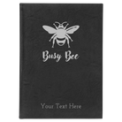 Large black/silver leatherette sketch book laser etched with 'Busy Bee' design
