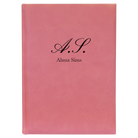 Large pink leatherette sketch book laser etched with 'Cursive Initial' design