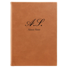 Large rawhide leatherette sketch book laser etched with 'Cursive Initial' design