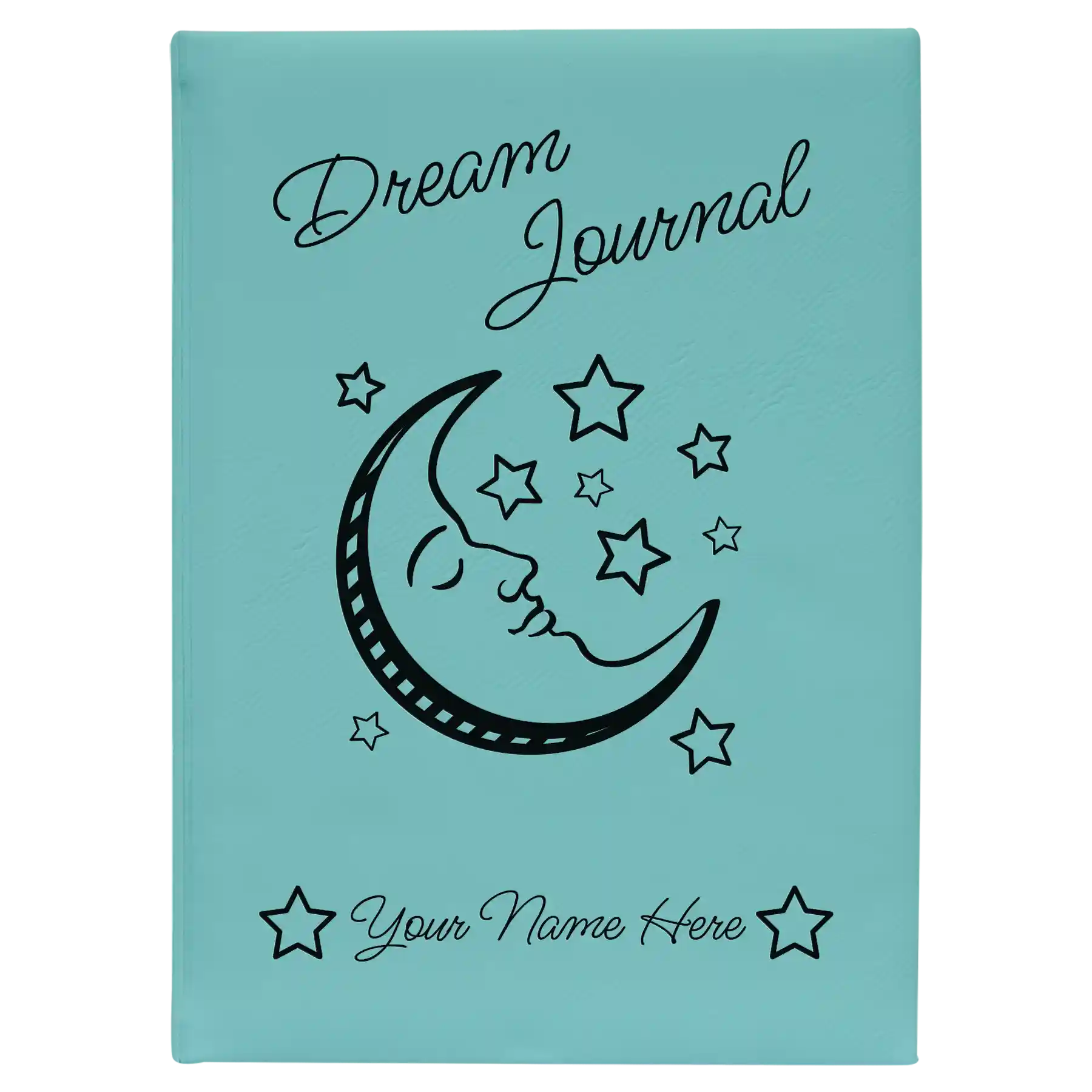 Large teal leatherette journal laser etched with 'Dream Journal' design
