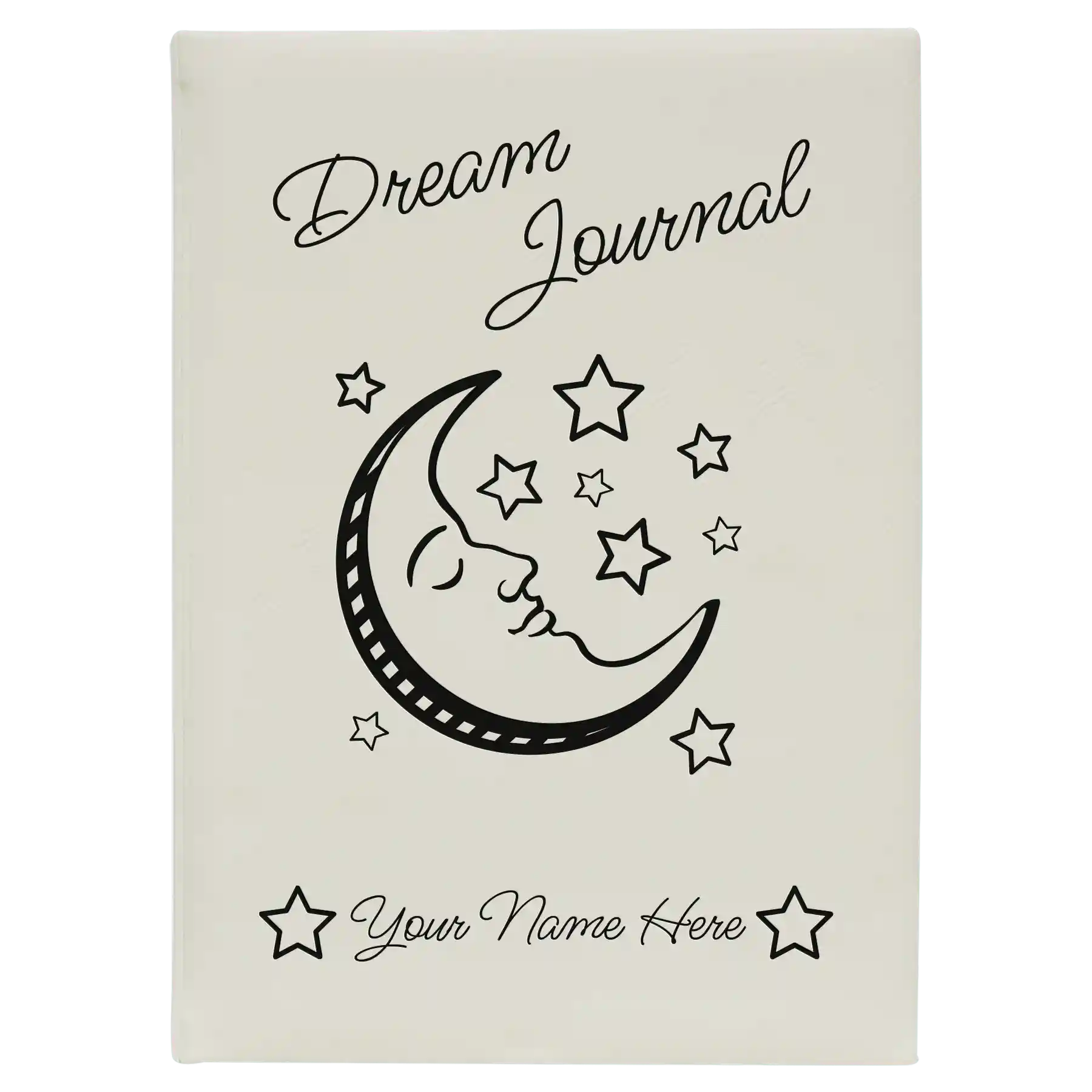 Large white leatherette journal laser etched with 'Dream Journal' design
