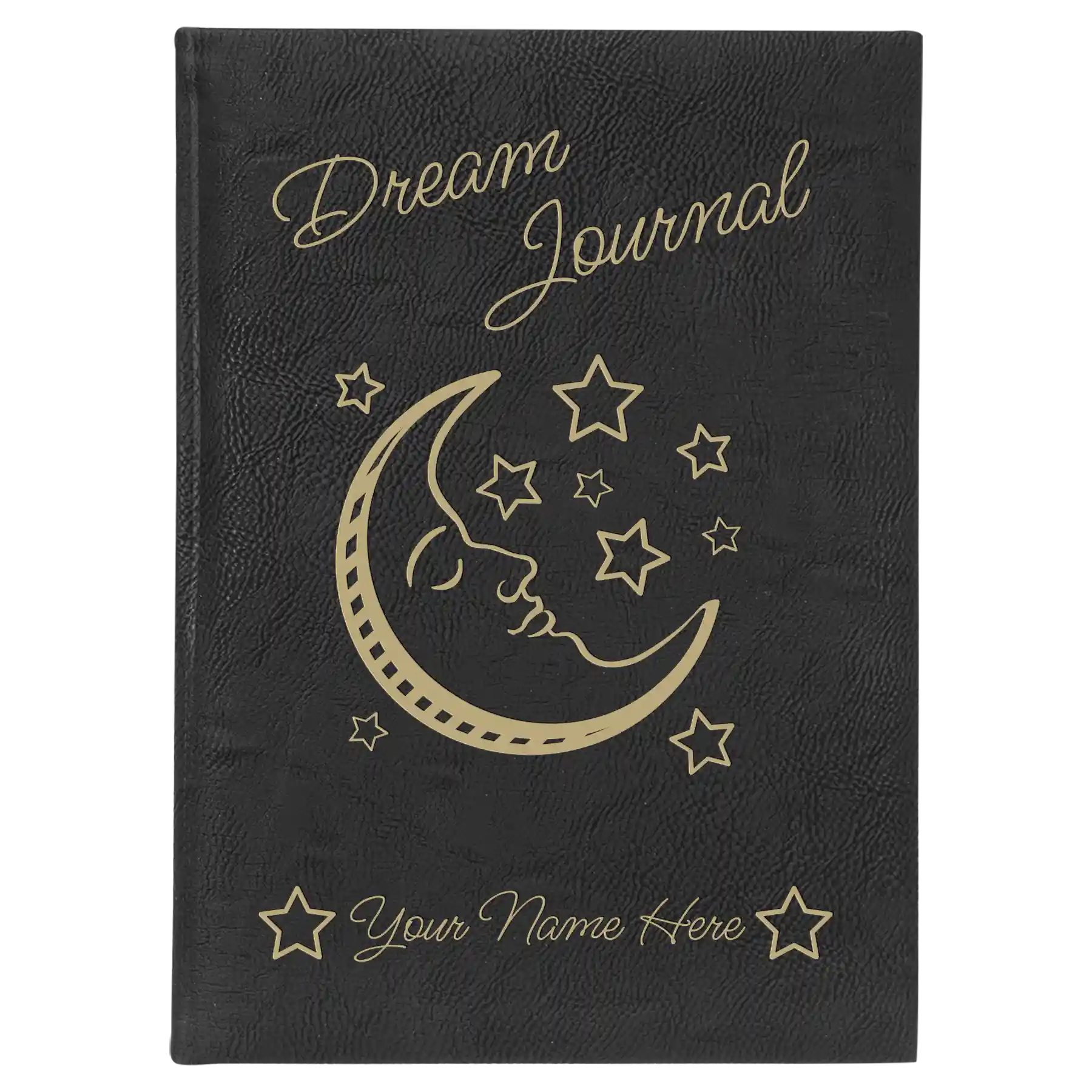 Large black/gold leatherette journal laser etched with 'Dream Journal' design