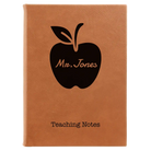 Large rawhide leatherette journal laser etched with 'Teacher Apple' design