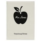 Large white leatherette sketch book laser etched with 'Teacher Apple' design
