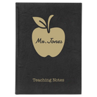 Large black/gold leatherette sketch book laser etched with 'Teacher Apple' design