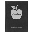 Large black/silver leatherette journal laser etched with 'Teacher Apple' design