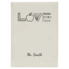 Large white leatherette journal laser etched with 'Teacher Love' design