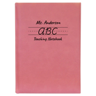Large pink leatherette journal laser etched with 'Teaching Notebook' design