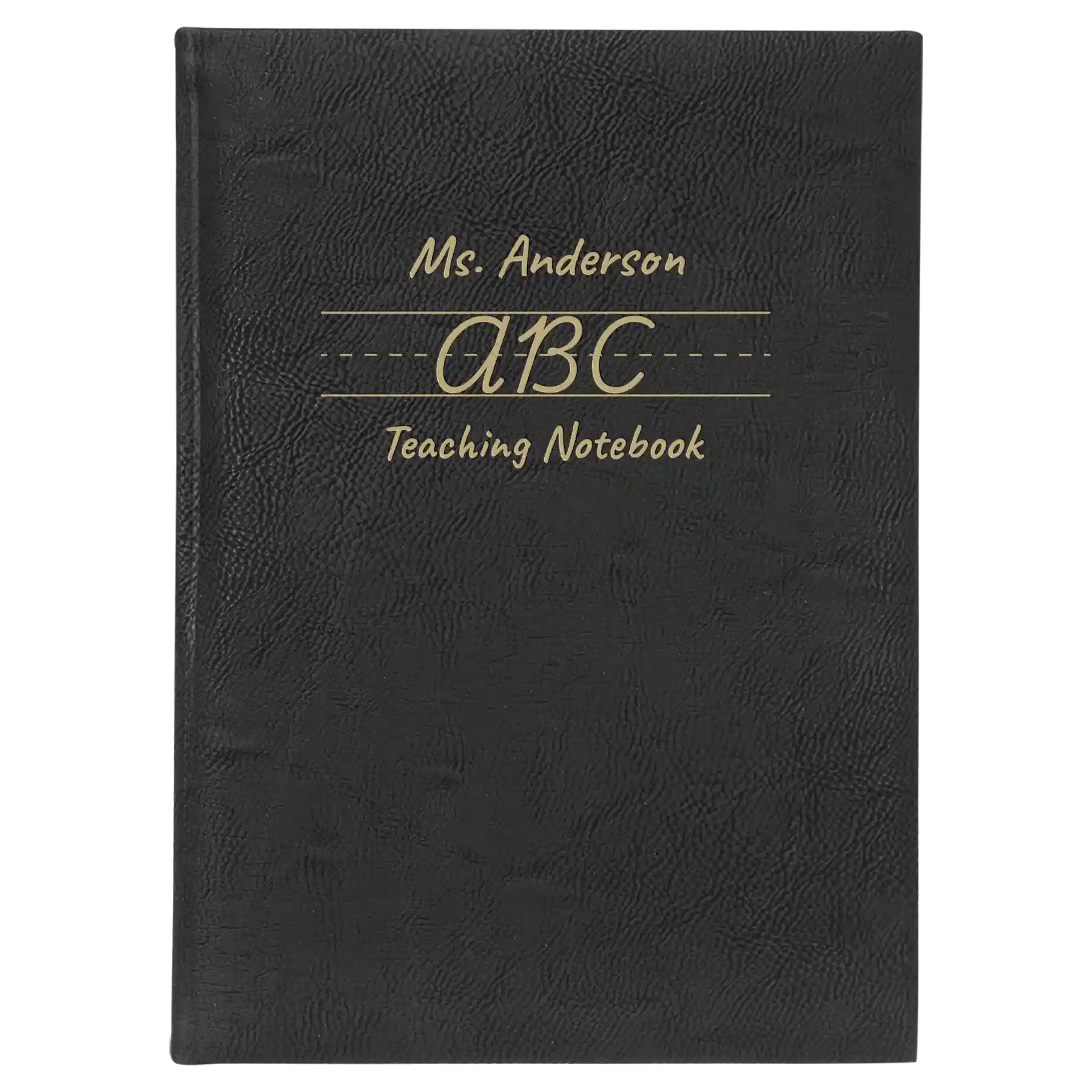 Large black/gold leatherette journal laser etched with 'Teaching Notebook' design