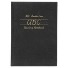 Large black/gold leatherette sketch book laser etched with 'Teaching Notebook' design