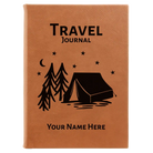Large rawhide leatherette journal laser etched with 'Travel Journal' design