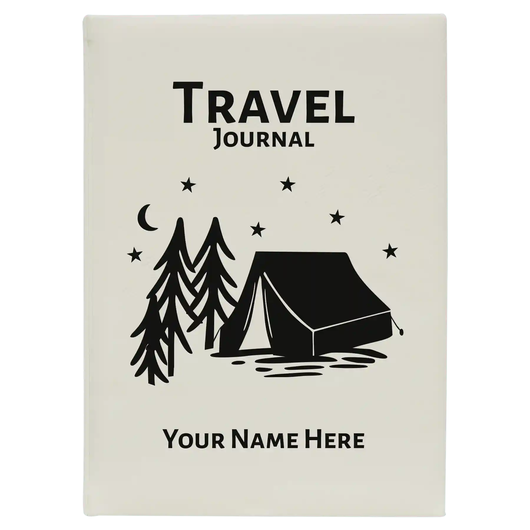 Large white leatherette journal laser etched with 'Travel Journal' design