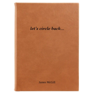 Large rawhide leatherette sketch book laser etched with 'Circle Back' design