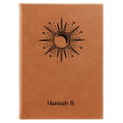 Large rawhide leatherette journal laser etched with 'Sunburst' design