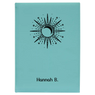 Large teal leatherette journal laser etched with 'Sunburst' design