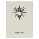 Large white leatherette journal laser etched with 'Sunburst' design