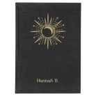 Large black/gold leatherette sketch book laser etched with 'Sunburst' design