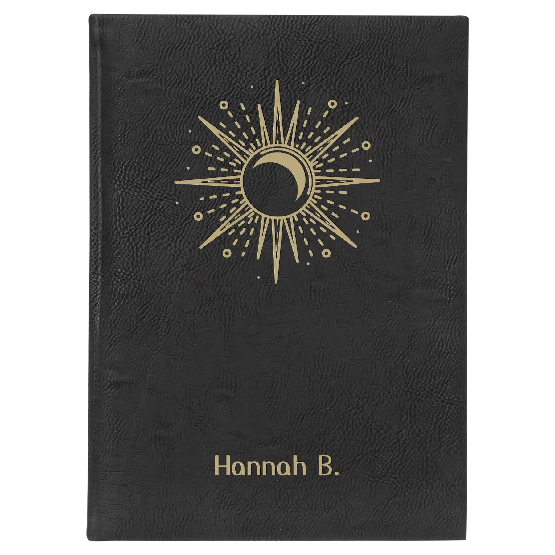 Large black/gold leatherette sketch book laser etched with 'Sunburst' design