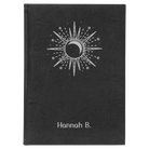 Large black/silver leatherette journal laser etched with 'Sunburst' design