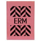 Large pink leatherette journal laser etched with 'Pattern with Initials' design