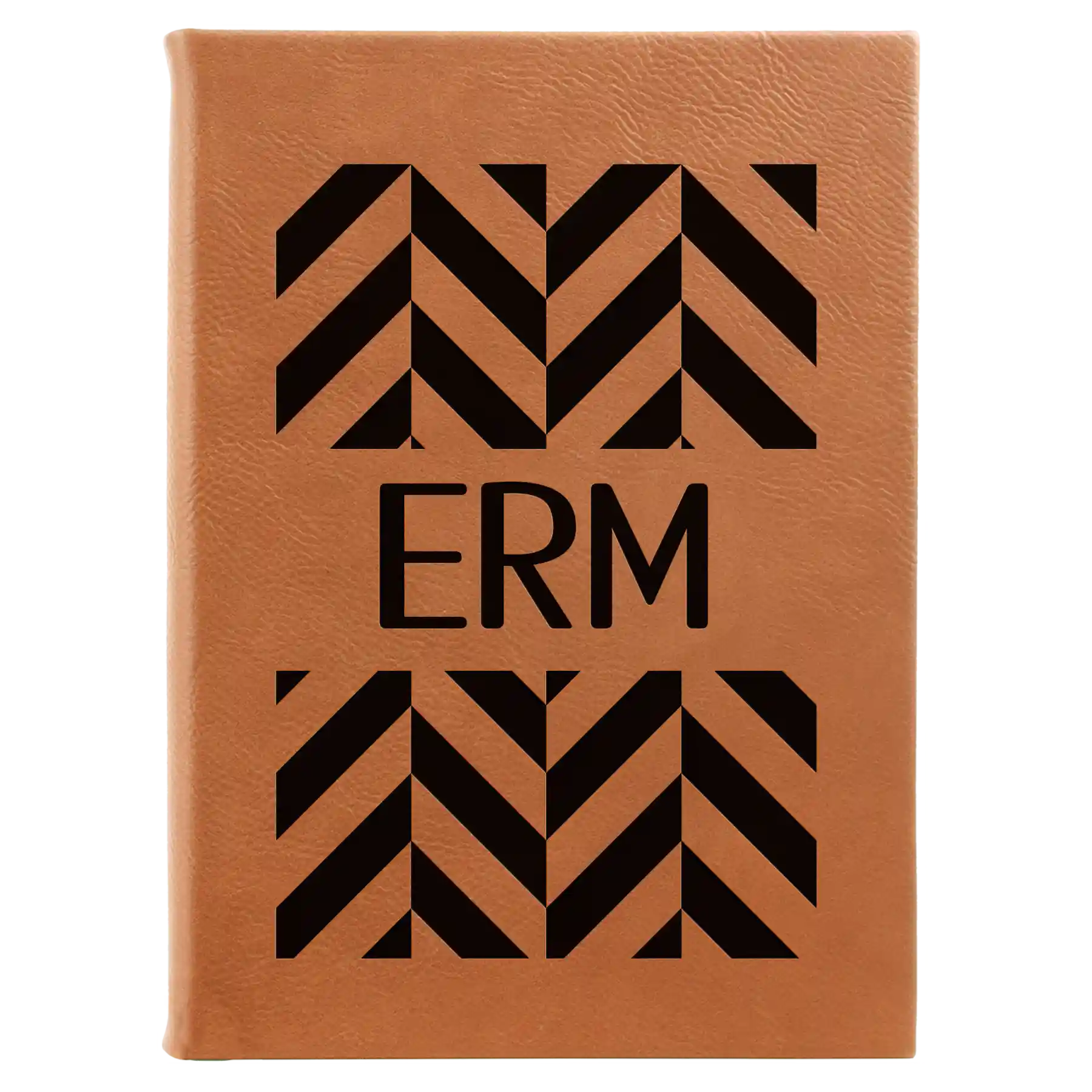 Large rawhide leatherette journal laser etched with 'Pattern with Initials' design